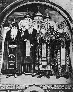 Прп. Антоний. Прп. Сергий. Прп. Феодосий. Св. Алексий. Св. Стефан. Св. Петр. 
